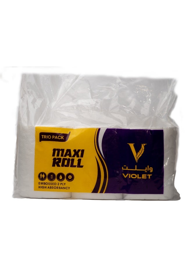 Violet Eco-Friendly High Absorbency Kitchen Maxi Roll Tissue, Trio Pack 3 x 300g, Super Absorbent & Strong Paper Towels, Multi-Purpose Cleaning Rolls - Image 2